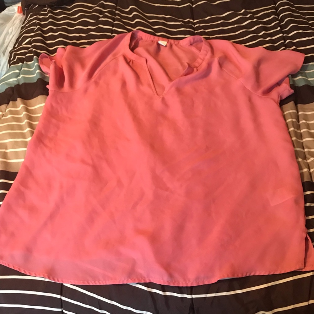 Pink short sleeve sheer top
